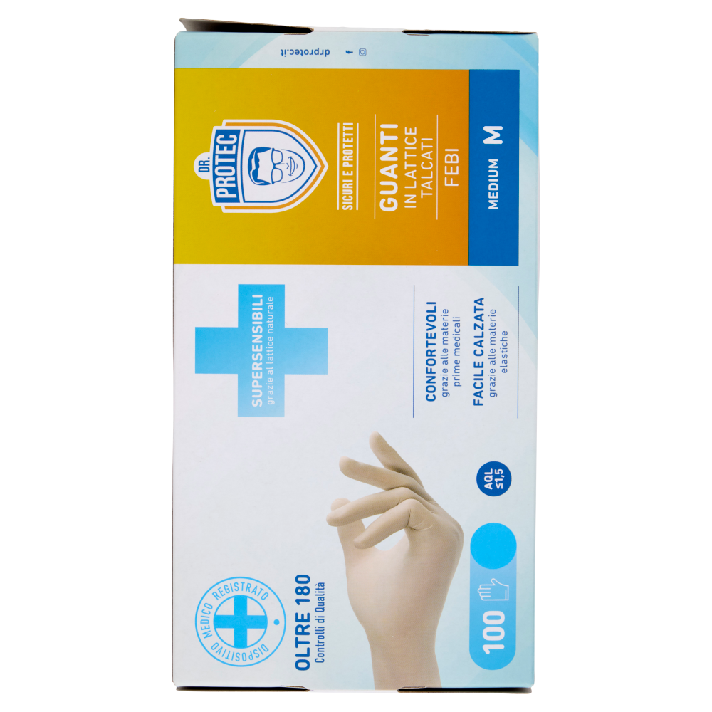 Dr. Protec Guanti in Lattice Talcati Febi Medium M 100 pz