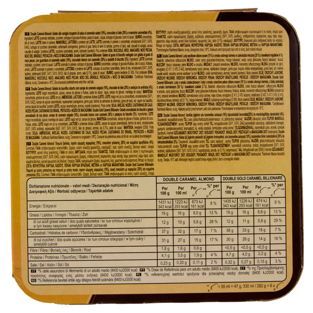 Magnum mini Double Caramel Almond - Gold Caramel Billionaire 6 gelati 282 g