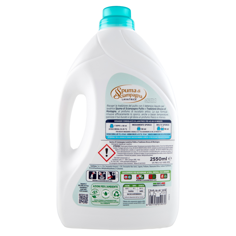 Spuma di Sciampagna Pulito & Tradizione Brezza di Montagna Igienizzante 2550 ml