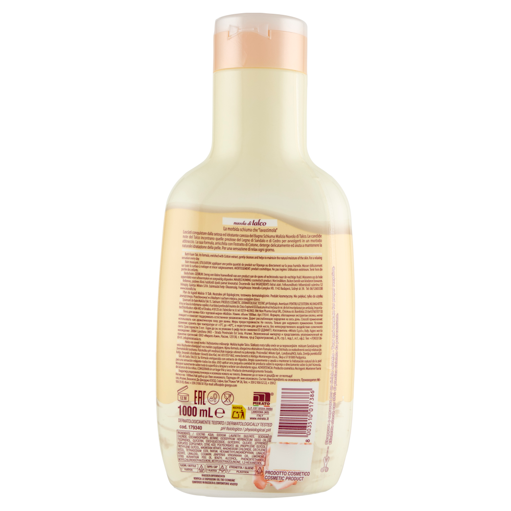 Malizia Bagno Schiuma nuvola di talco 1000 mL