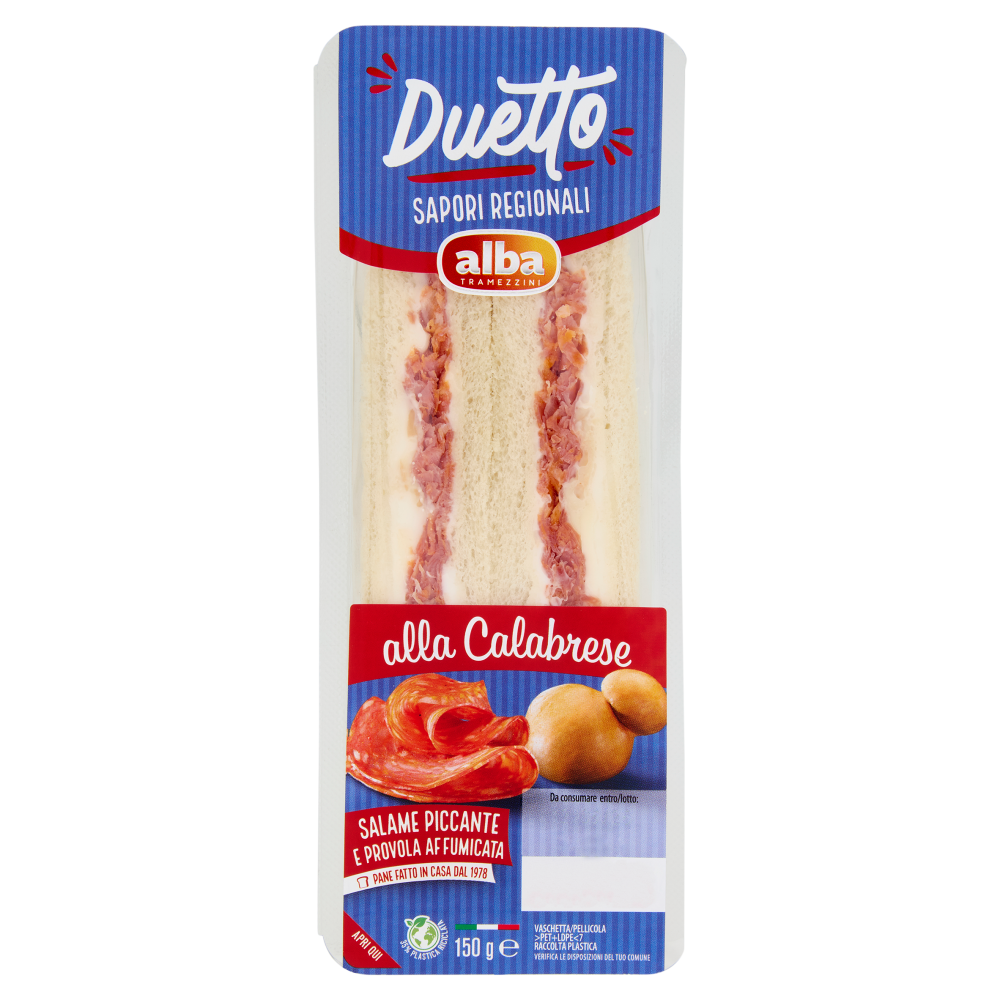 alba Tramezzini Duetto alla Calabrese Salame Piccante e Provola Affumicata 150 g