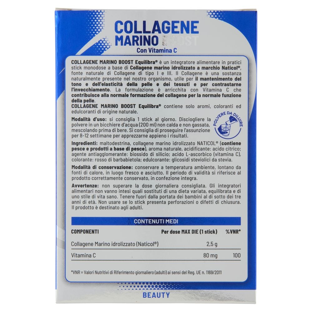 Equilibra Collagene Marino Boost con Vitamina C 14 Stick monodose 140 g