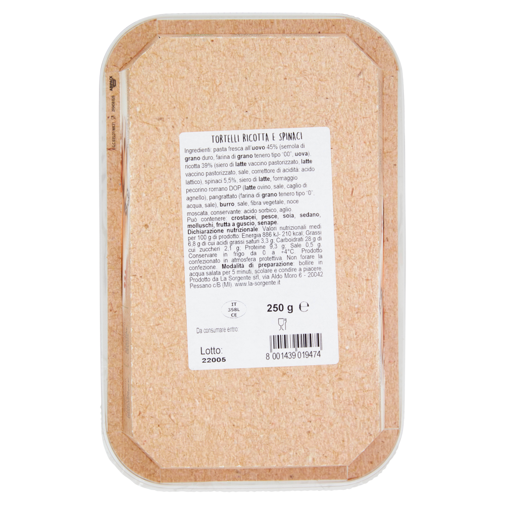Tortelli Ricotta e Spinaci 250 g
