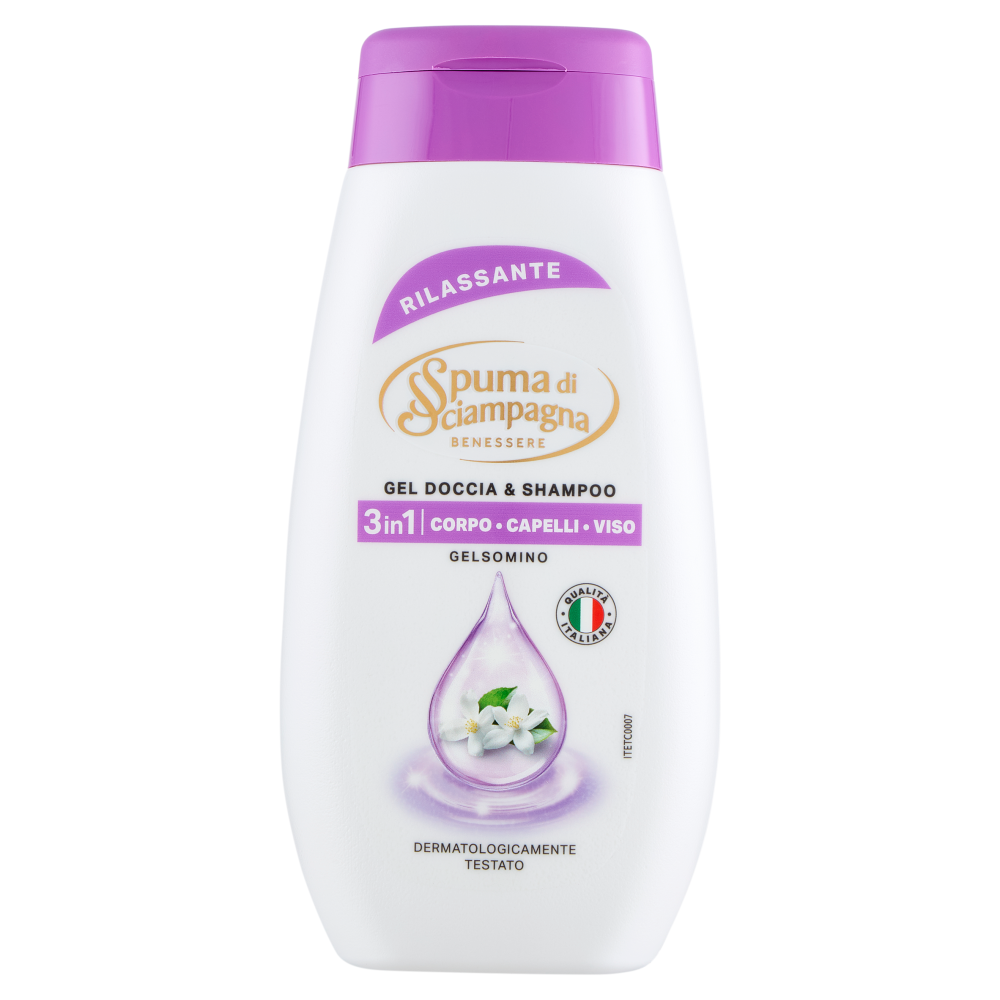 Spuma di Sciampagna Benessere Gel Doccia & Shampoo Rilassante Gelsomino 250 ml