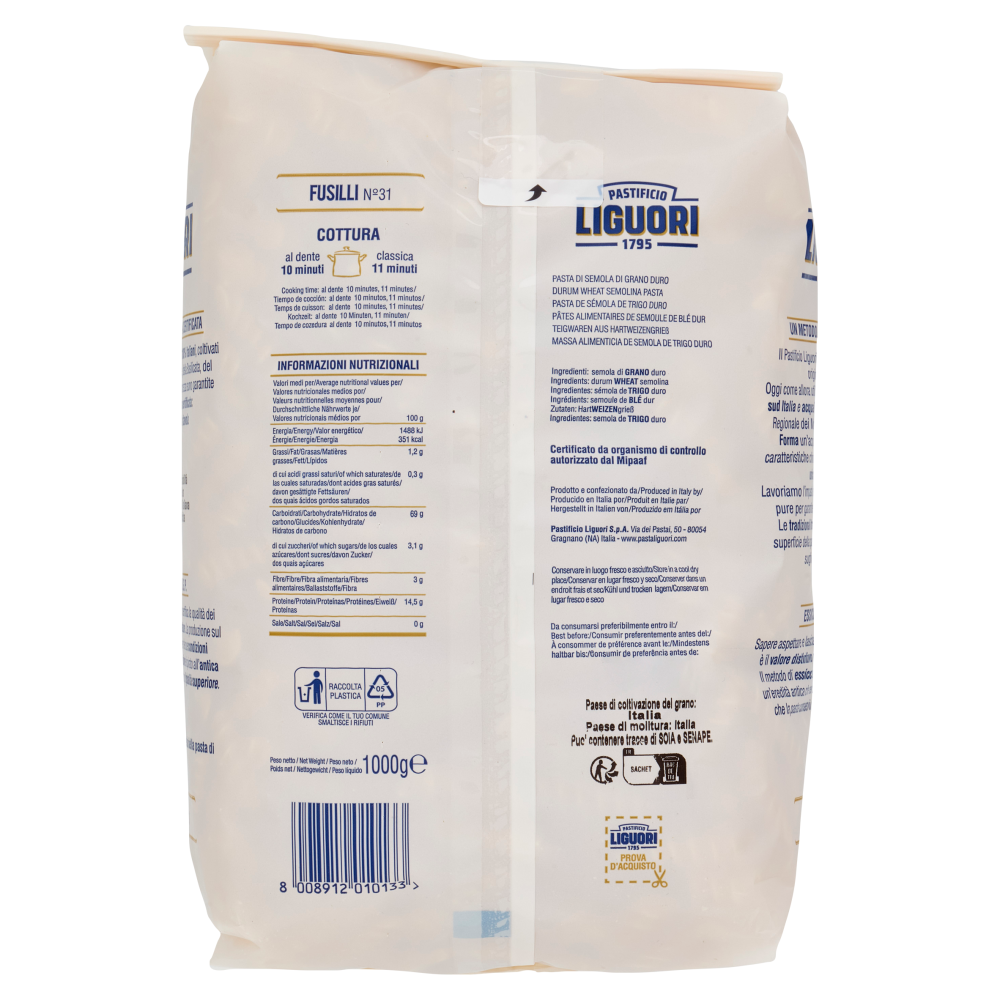 Pastificio Liguori Pasta di Gragnano I.G.P. Fusilli N&deg;31 1000 g