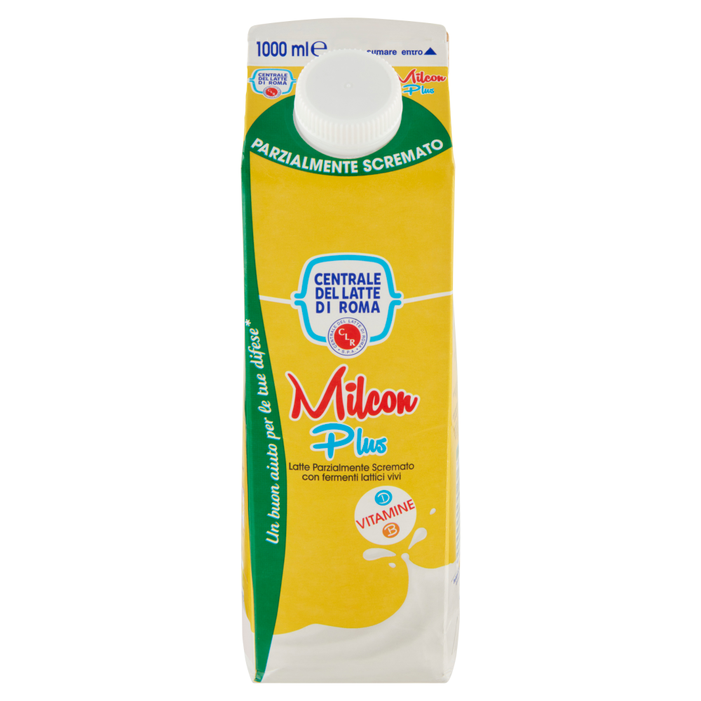 Centrale del Latte di Roma Milcon Plus Latte Parzialmente Scremato con fermenti lattici vivi 1000 ml