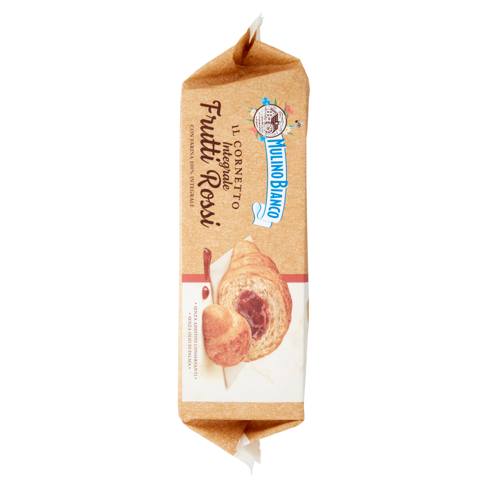 Mulino Bianco Cornetti Integrali Frutti Rossi Merenda con 100% Farina Integrale 6 pezzi 300g