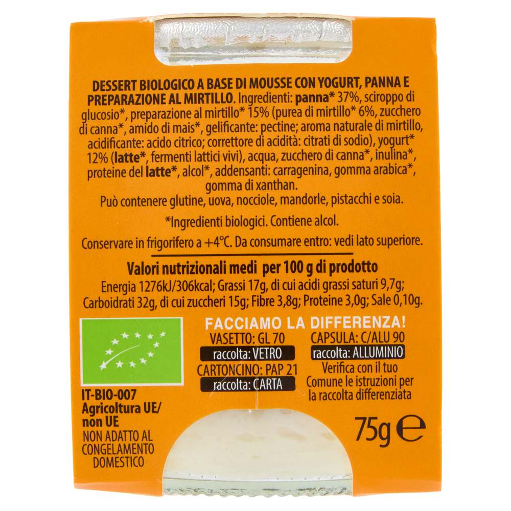 Fattoria Scaldasole Mousse con Yogurt e Panna Mirtillo 75 g