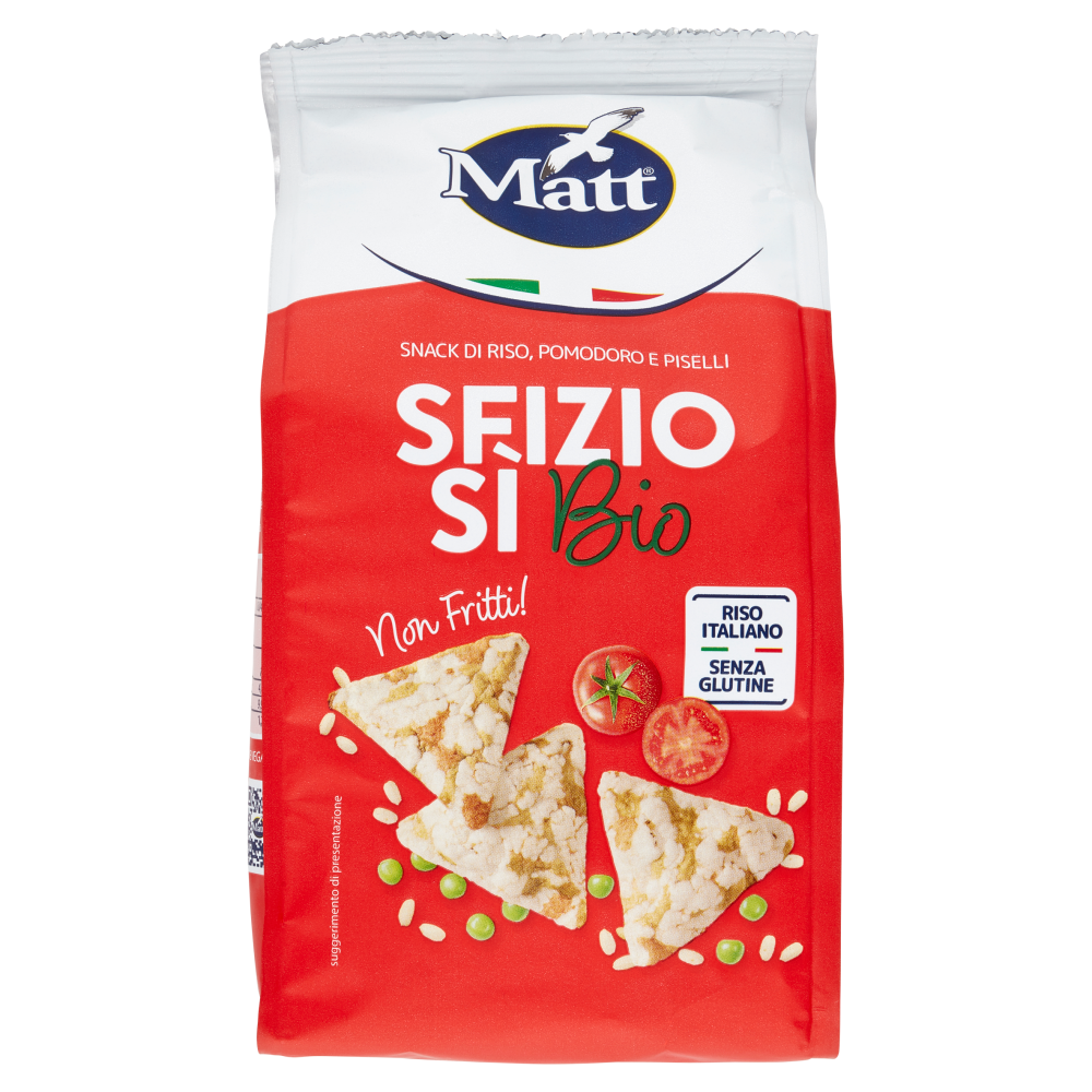 Matt SfizioSì Bio Snack di Riso, Pomodoro e Piselli 60 g