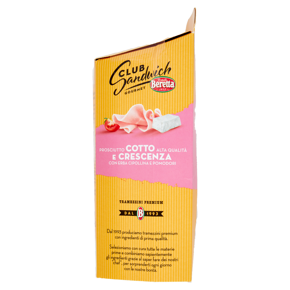 Fratelli Beretta Club Sandwich Gourmet Prosciutto Cotto Alta Qualità e Crescenza 160 g