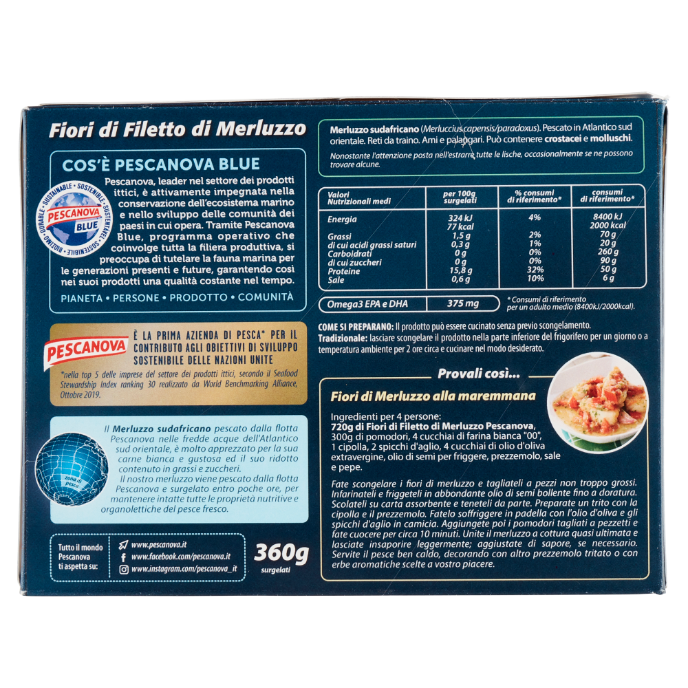 Pescanova Fiori di Filetto di Merluzzo sudafricano surgelati 360 g