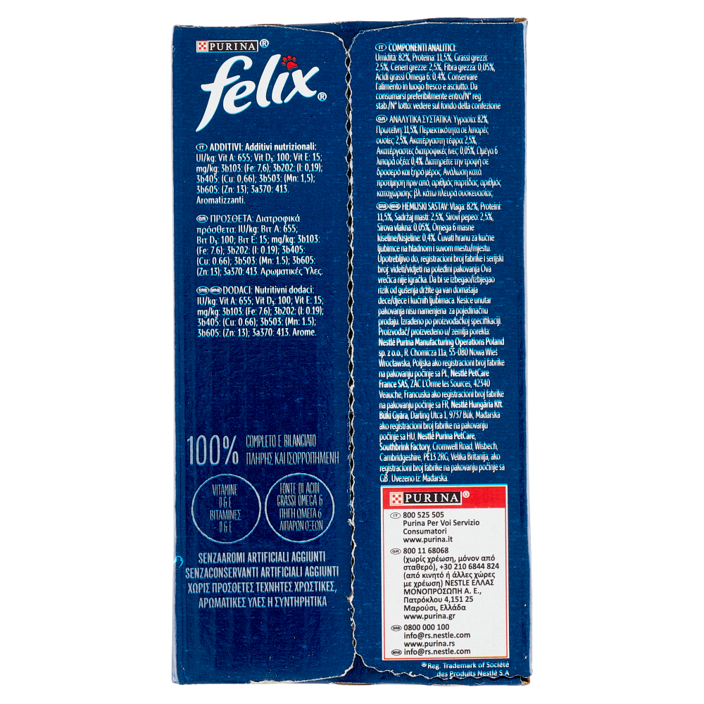 FELIX Sensations Jellies Selezioni Saporite Mix in gelatina (Manzo, Trota, Pollo, Salmone) 10 x 85 g