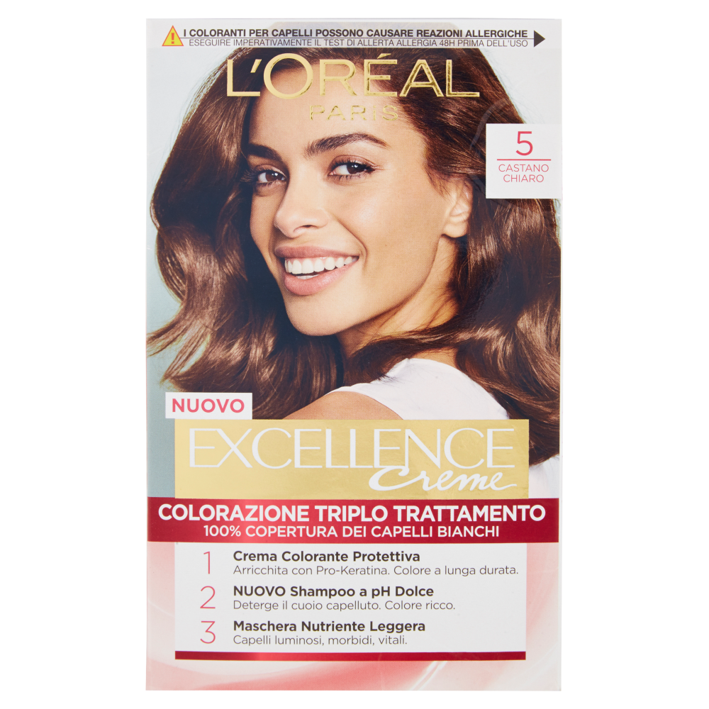 L'Or&eacute;al Paris Excellence Crema colorante triplo trattamento avanzato, 5 Castano Chiaro