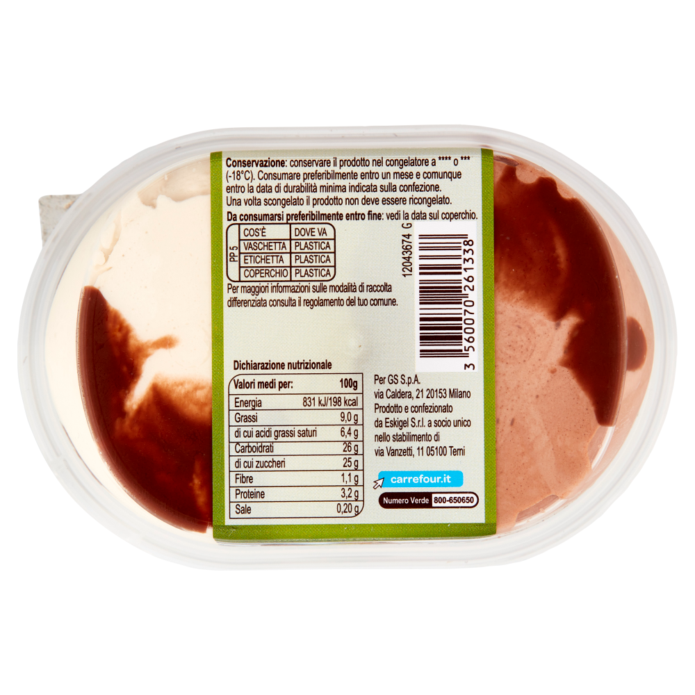 Carrefour Extra Gelato al Pistacchio e Gianduia Variegato con Granella di Nocciola e Pistacchio 200g