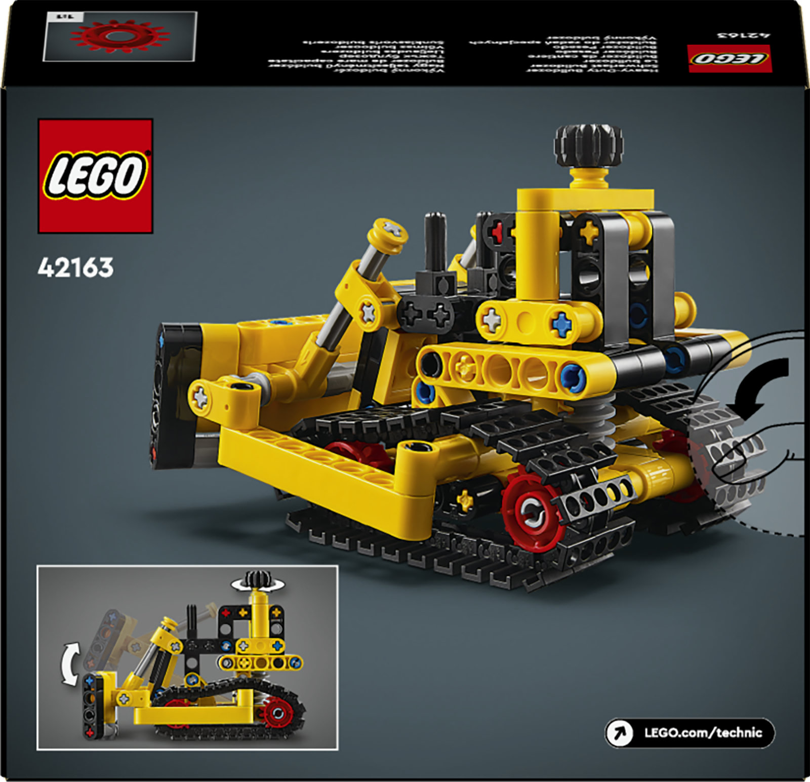 LEGO Technic 42163 Bulldozer da Cantiere, Giochi per Bambini e Bambine di 7+ Anni, Regalo per Amanti dei Veicoli Giocattolo