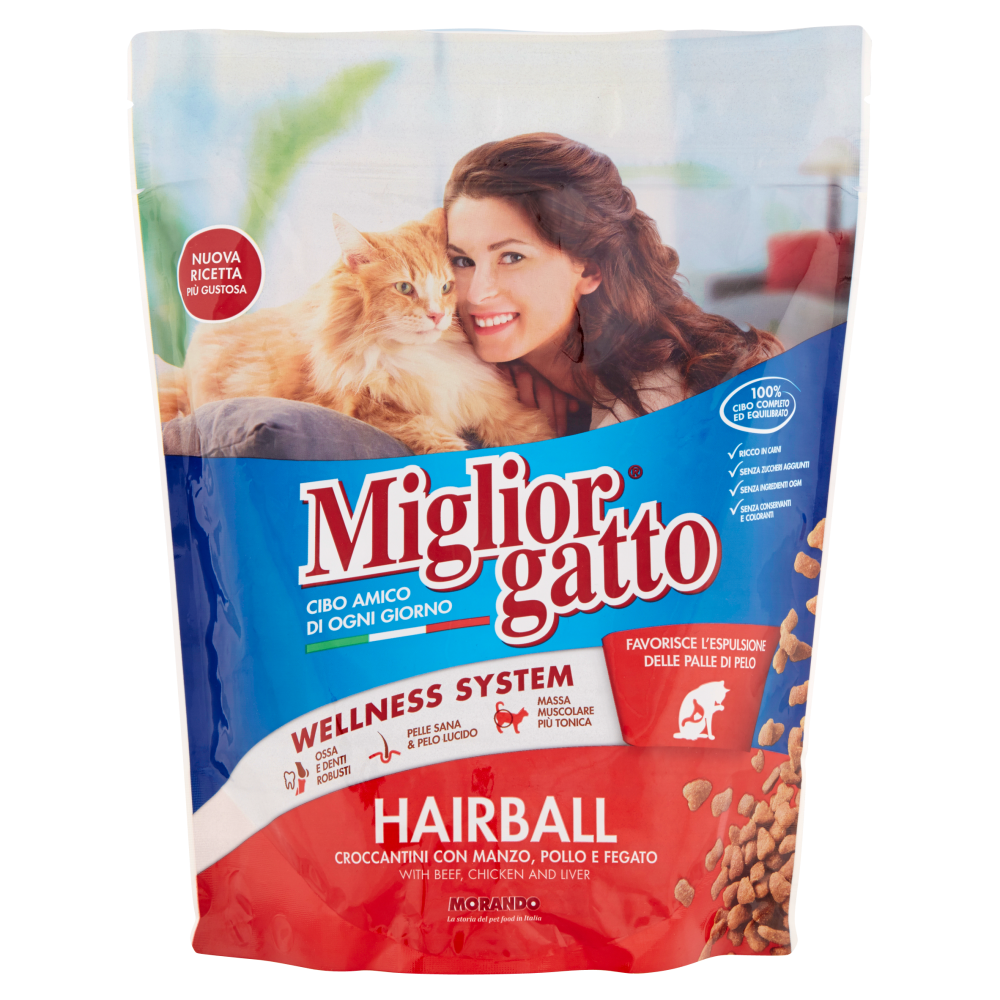 Migliorgatto Hairball Croccantini con Manzo, Pollo e Fegato 800 g