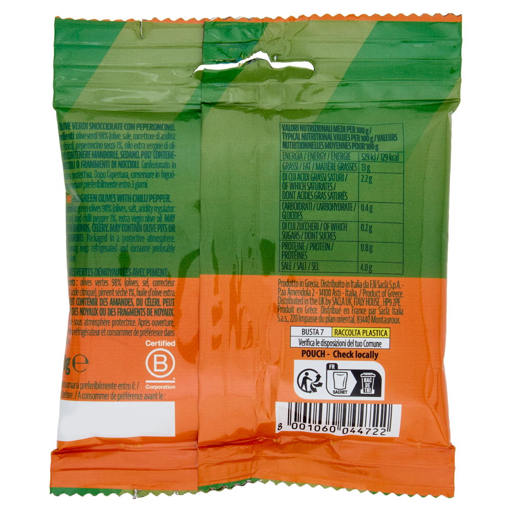 Saclà Snack! Olive Snocciolate con Peperoncino 30 g