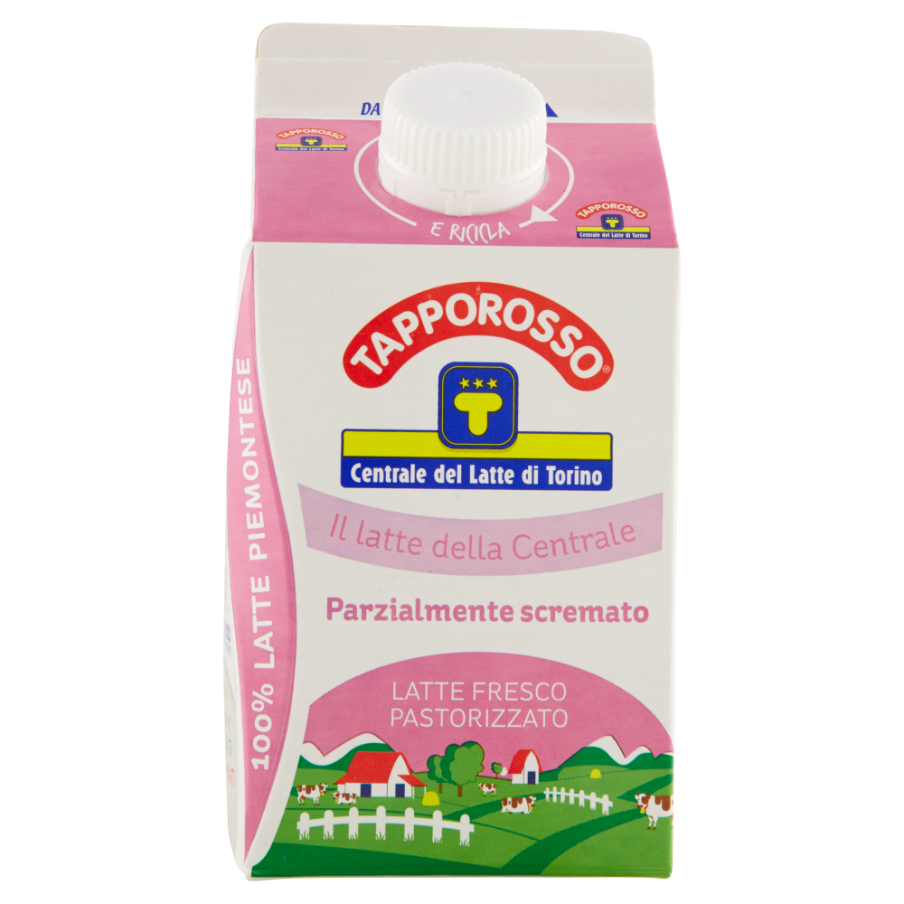 Centrale del Latte di Torino Tapporosso Latte Fresco Pastorizzato Parzialmente Scremato 500 ml