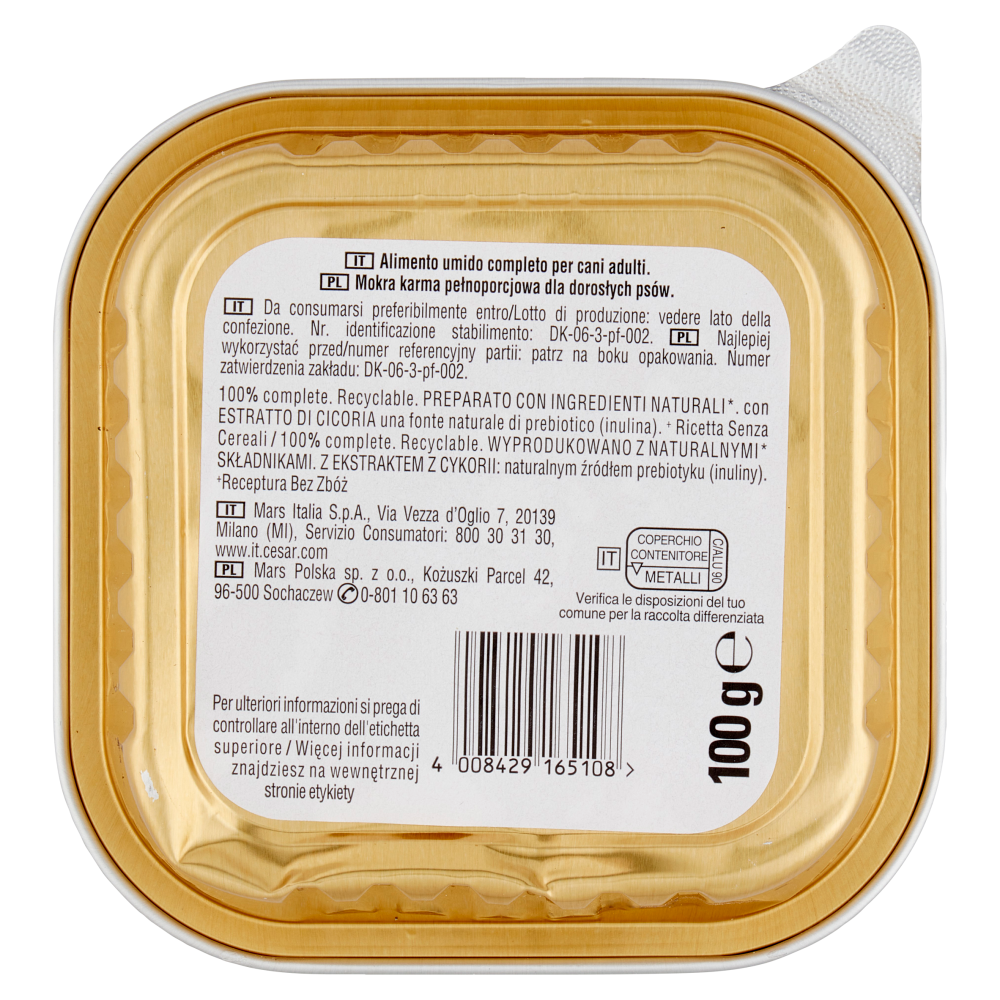 Cesar Natural Goodness Casserole Cibo Umido Cane con Salmone Spinaci e Carote 100 g