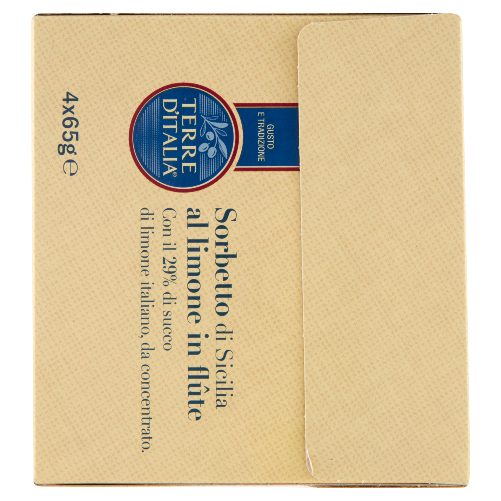 Terre d'Italia Sorbetto di Sicilia al limone in fl&ucirc;te 4 x 65 g