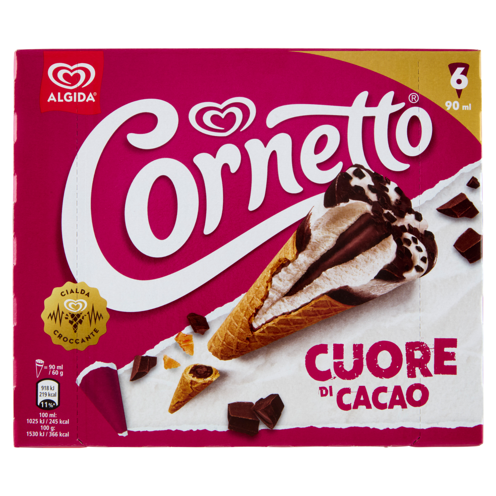 Cornetto Algida Cuore di Cacao 6 Gelati 360 g