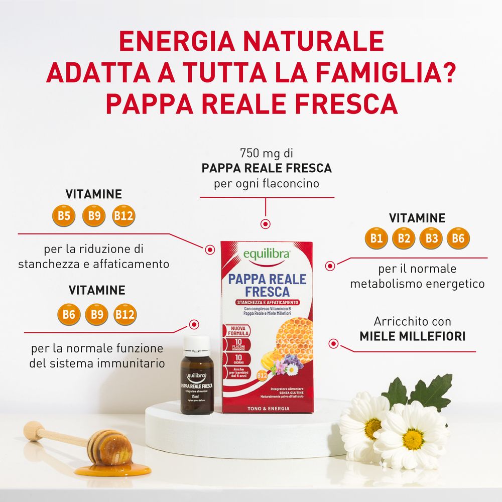 Equilibra Pappa Reale Fresca Stanchezza e Affaticamento 10 Flaconi Monodose 150 ml