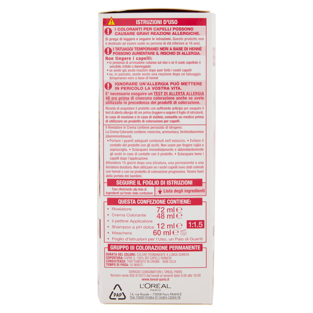 L'Or&eacute;al Paris Excellence, Crema colorante triplo trattamento avanzato, 6.3 Biondo Scuro Dorato