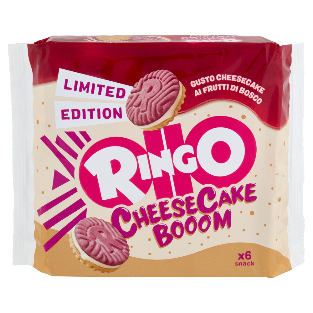 Ringo Cheesecake Biscotto Gusto Cheesecake ai Frutti di Bosco Limited Edition Snack 6 Porzioni 165g