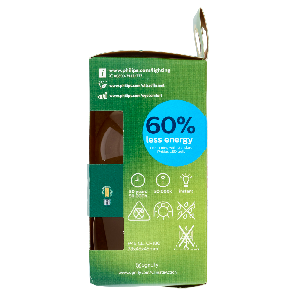 Philips LED Sfera Vetro Filam 40W E27 2700K Non-Dim Classe A