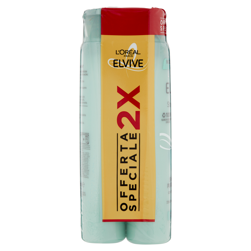 L'Or&eacute;al Paris Shampoo Elvive Argilla Straordinaria, Azione Purificante Districante, Confezione da 2
