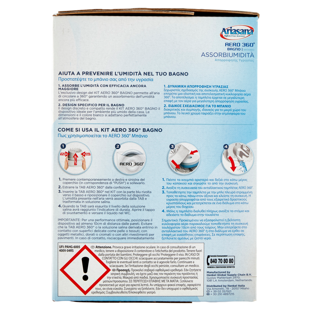 Ariasana Aero 360° Kit Pacco Scorta – 3 Ricariche Assorbi Umidità E Odori (fino A 36 Settimane)