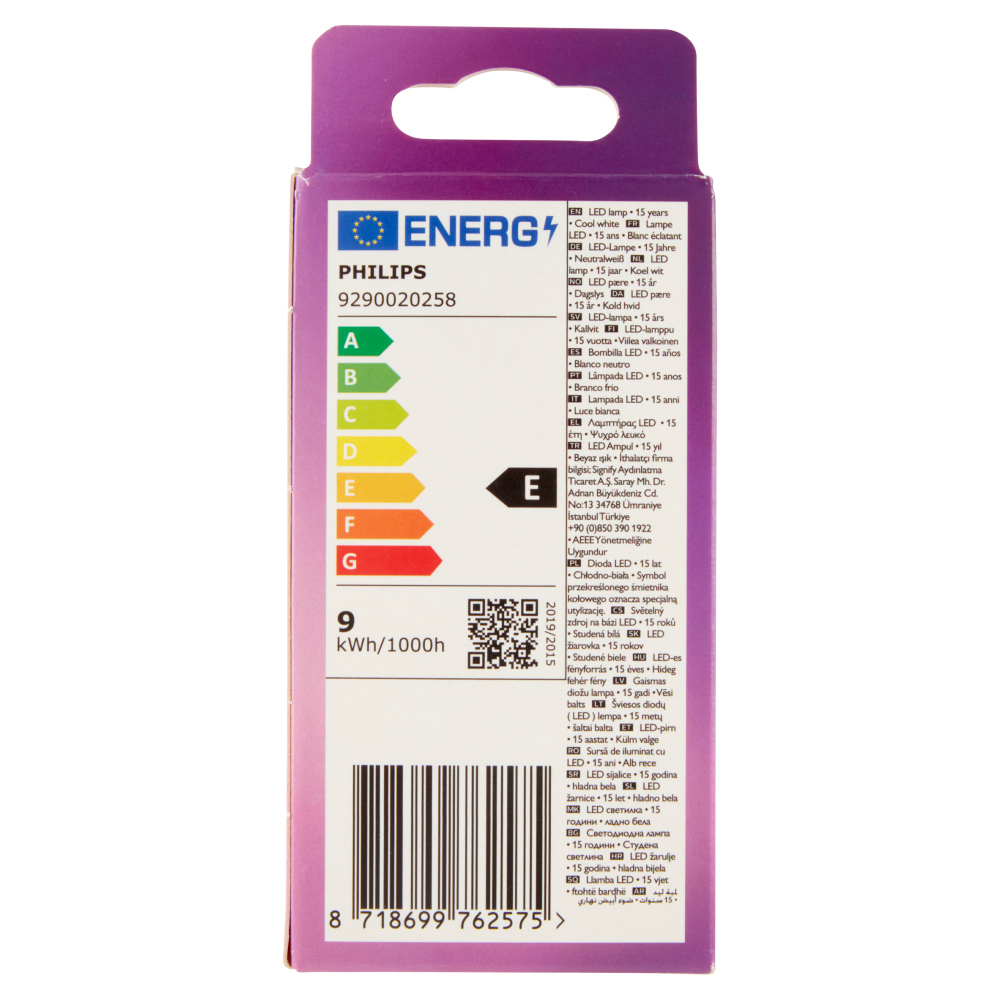 Philips Led goccia vetro 75W E27 4000K non dim