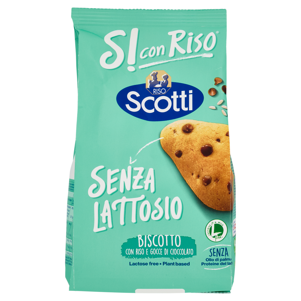 Riso Scotti Si con Riso Senza Lattosio Biscotto con Riso e Gocce di Cioccolato 350 g