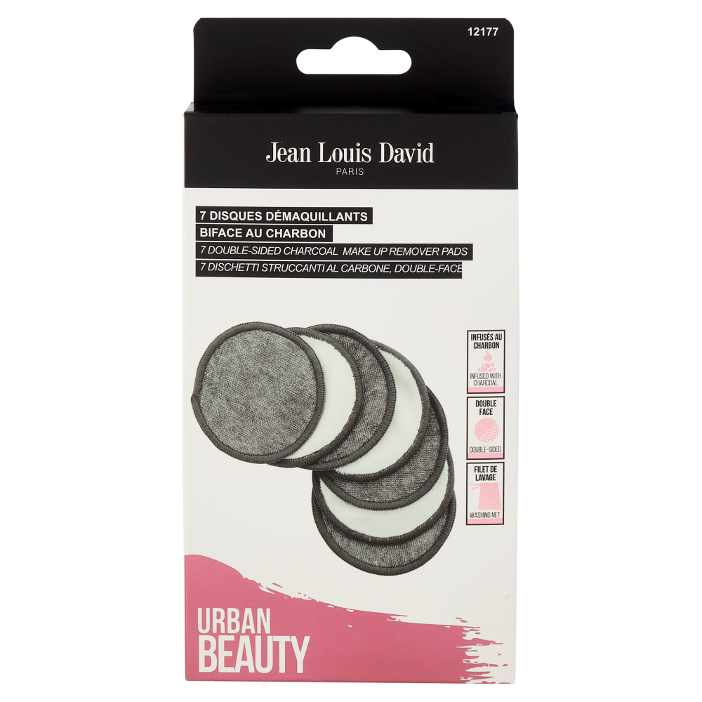 Jean Louis David Urban Beauty Dischetti Struccanti al Carbone, Double Face 7 pz