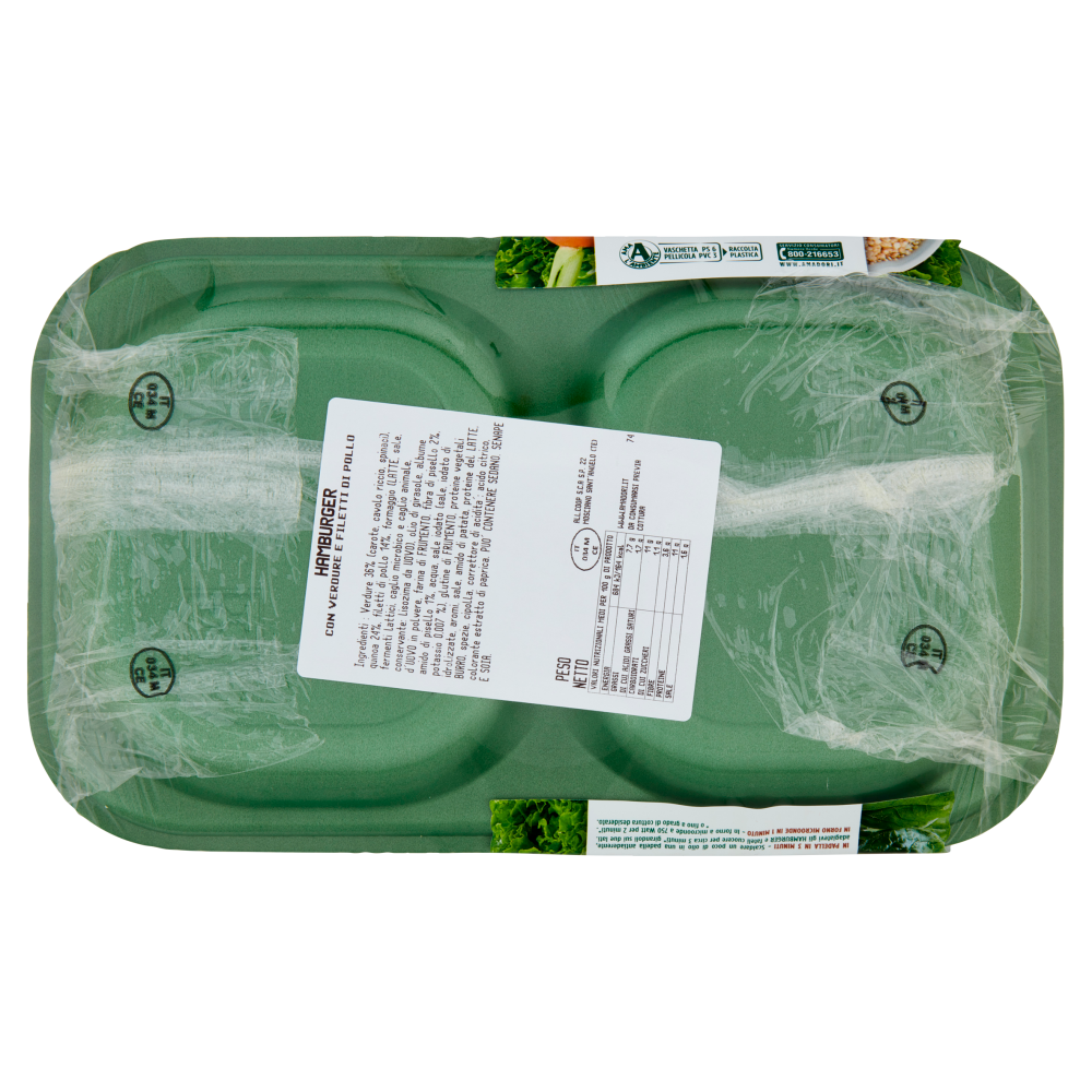 Amadori Hamburger con Verdure, Quinoa e Filetti di Pollo 0,190 kg