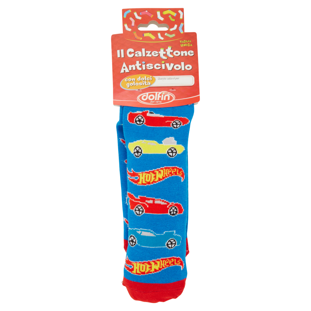 dolfin il Calzettone della Befana Antiscivolo con dolci golosità Hot Wheels 150 g