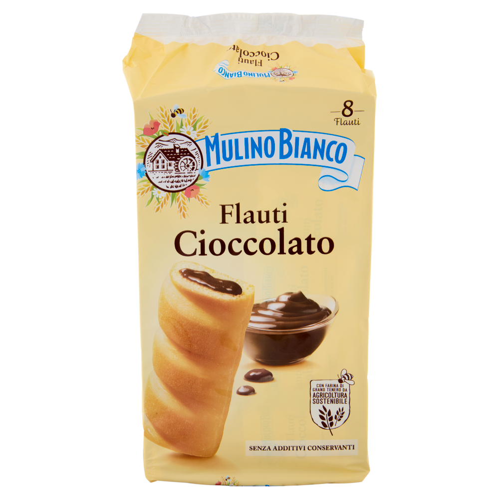 Mulino Bianco Flauti Cioccolato Merenda senza Additivi Conservanti 8 pezzi 280g