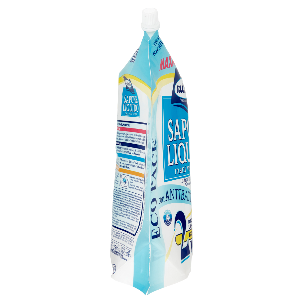 milmil Sapone Liquido con Antibatterico Naturale Ricarica Universale Ecologica 2 Litri