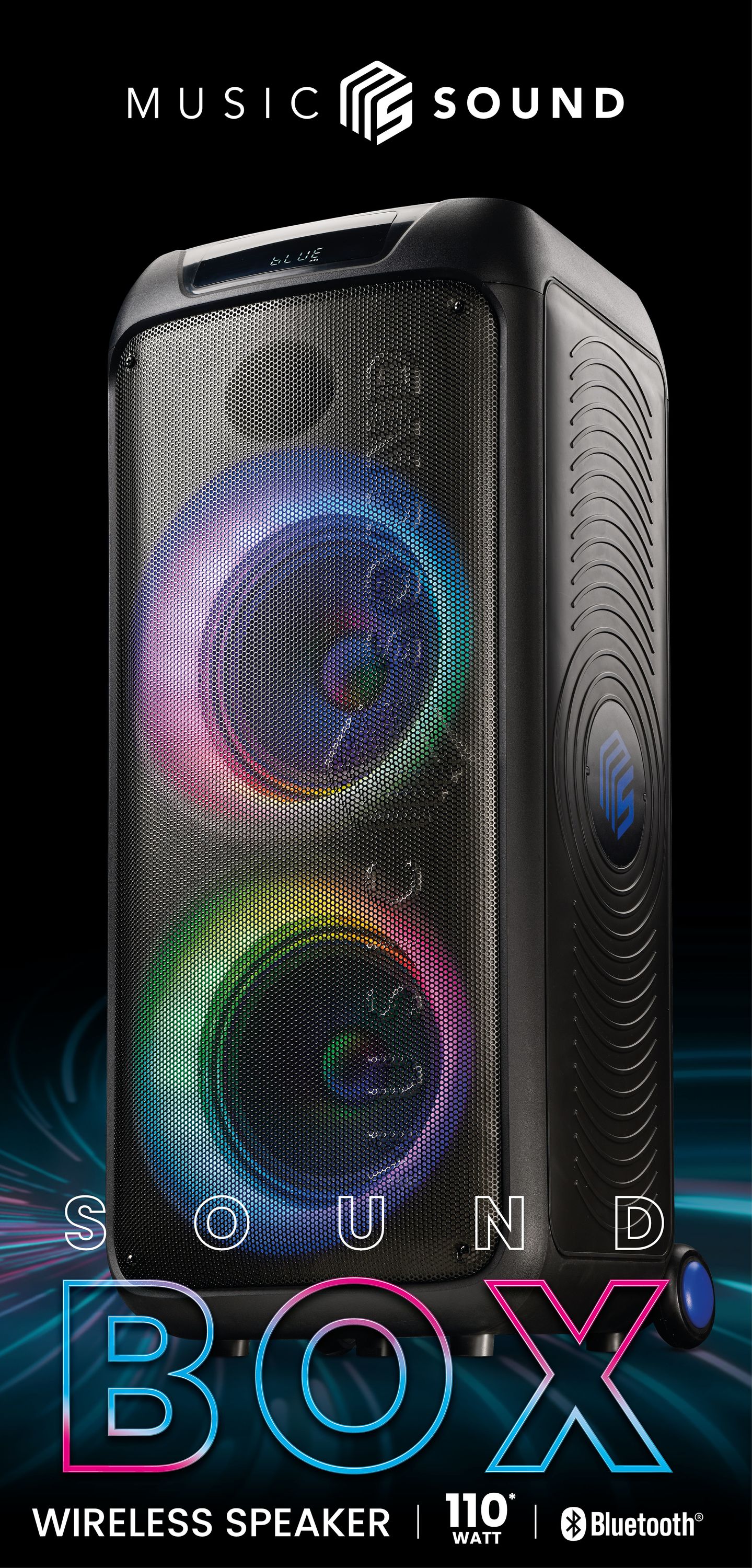 Music Sound Sound Box Cassa speaker con 110W di potenza e luci RGB