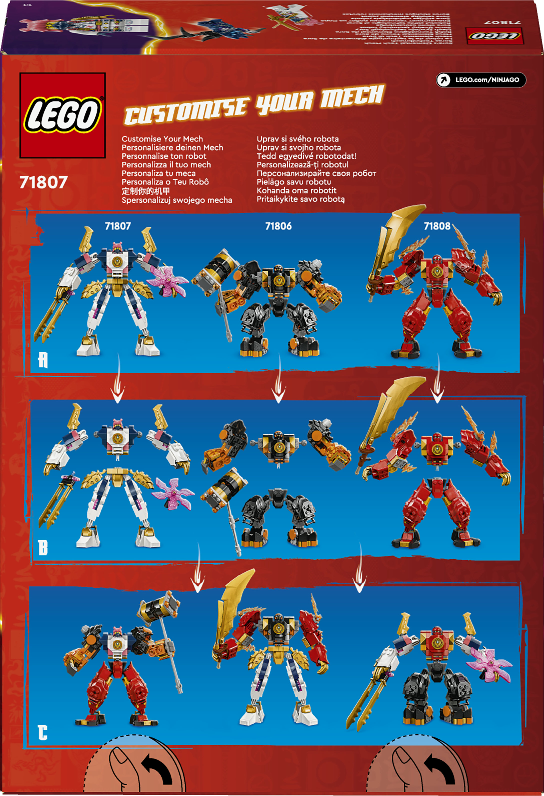 LEGO NINJAGO 71807 Mech Elemento Tech di Sora, Giochi per Bambini 7+ Anni, Action Figure Snodabile e 2 Minifigure, Regalo Ninja