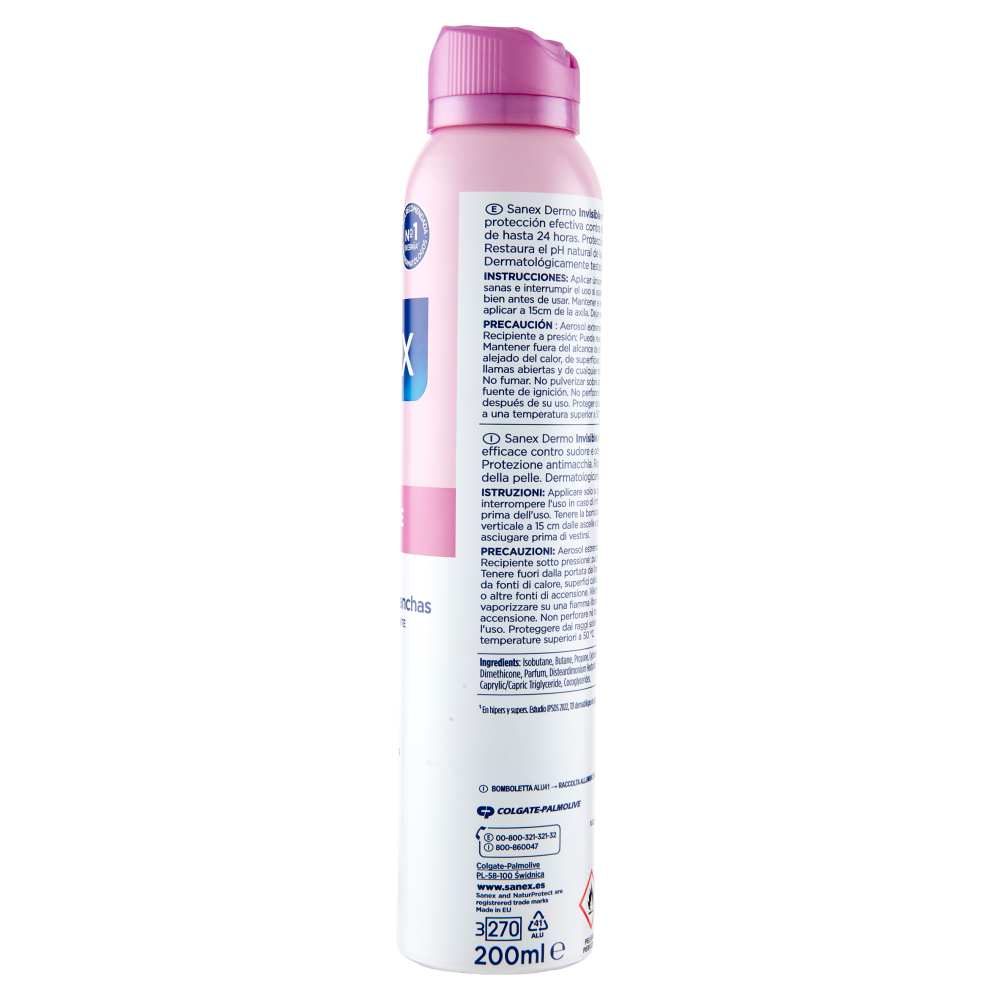 Sanex deodorante spray Dermo Invisible anti-macchia 24h 200 ml