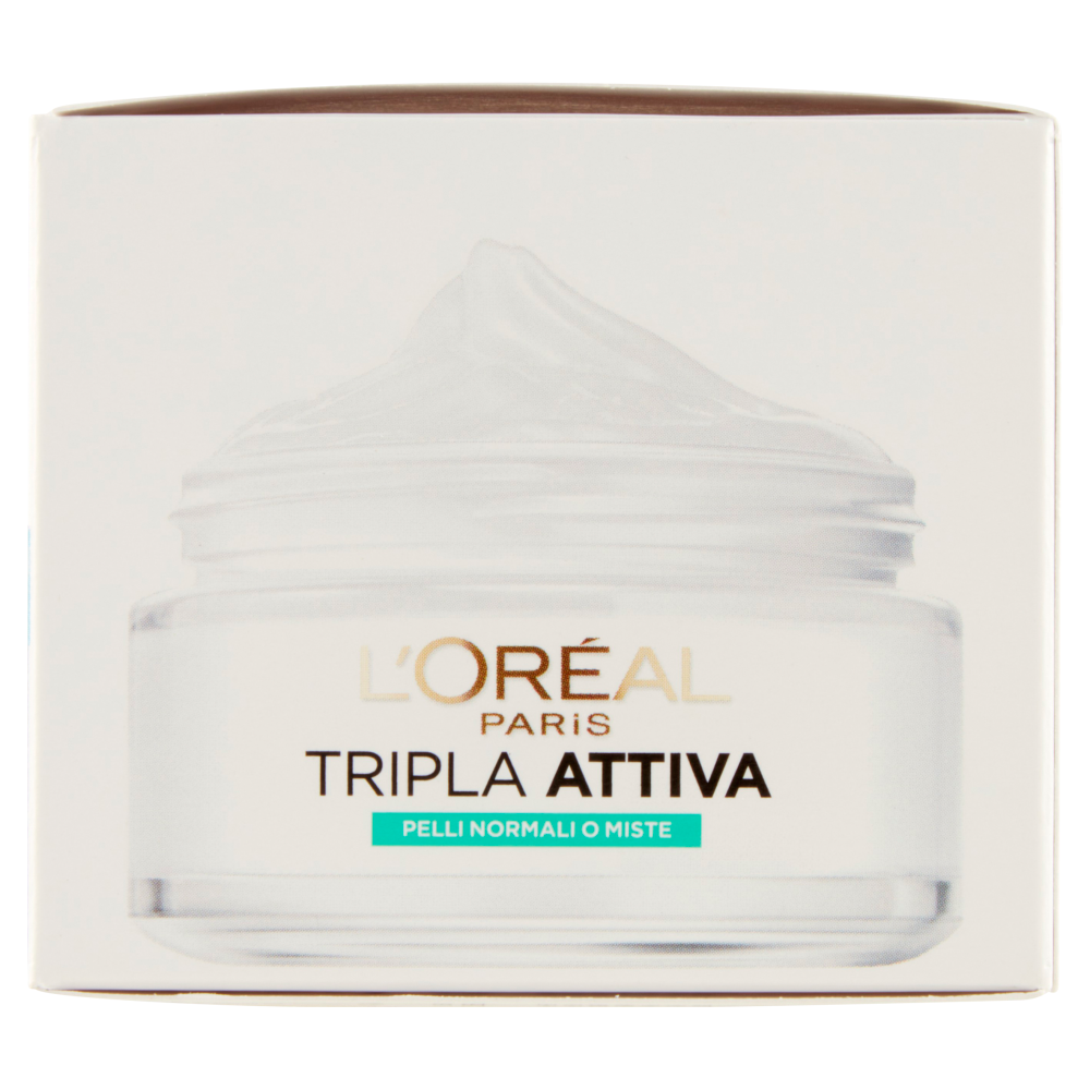 L'Oréal Paris Tripla Attiva Crema Idratante Viso, per Pelli Normali e Miste, 50 ml