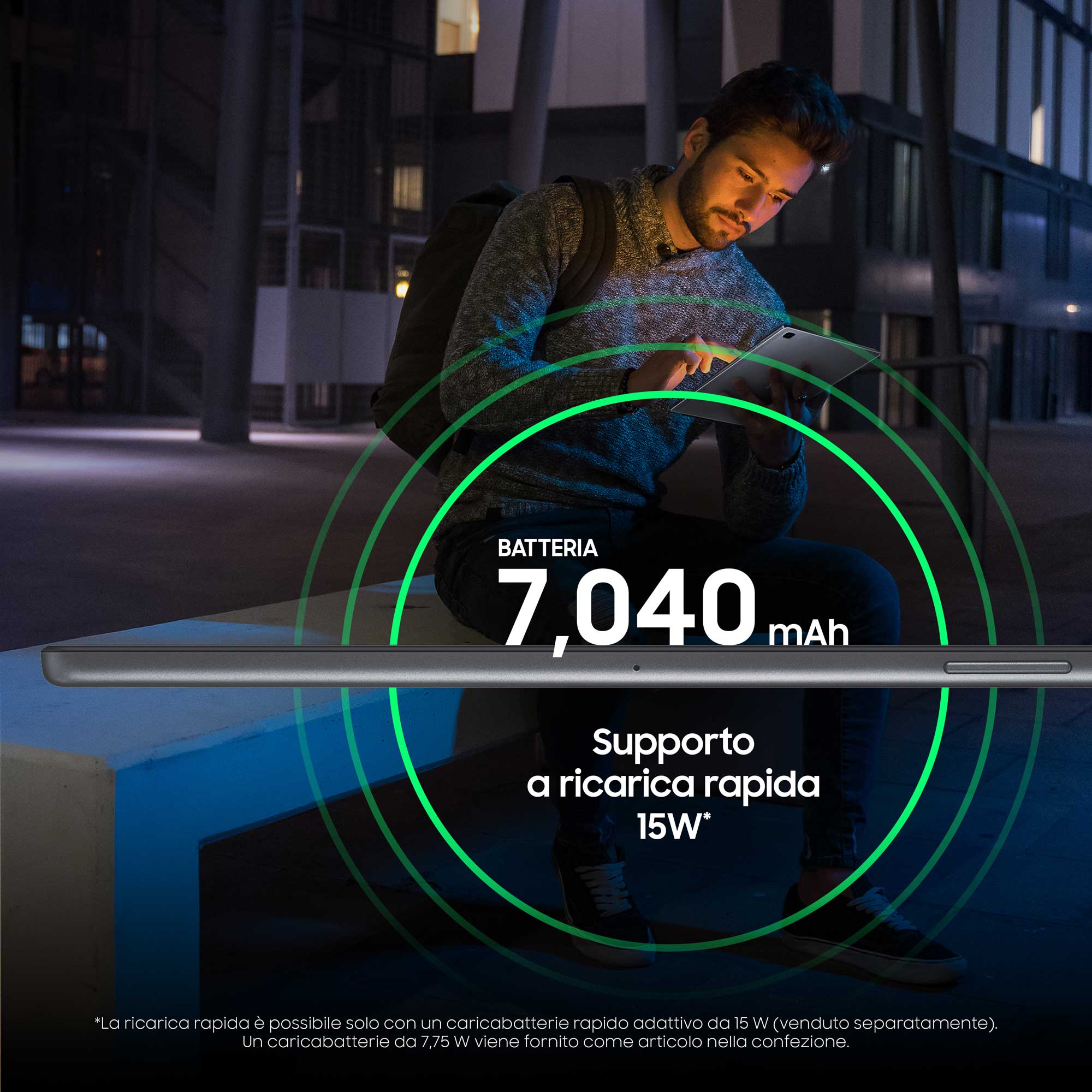 Samsung Galaxy Tab A7 Tablet, Display 10.4" TFT, 32GB Espandibili fino a 1TB, RAM 3GB, Batteria 7.040 mAh, LTE, Android 10, Fotocamera posteriore 8 MP, Dark Gray