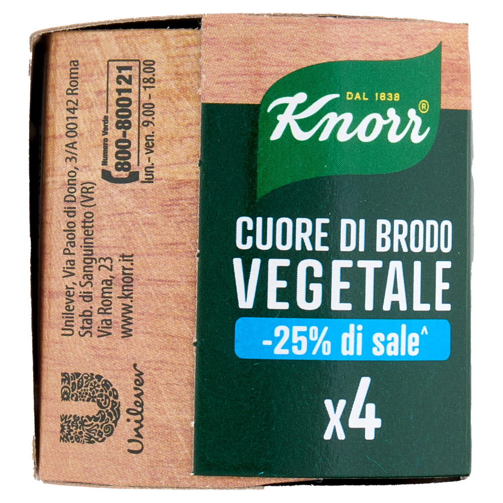 Knorr Cuore di Brodo Vegetale --25% di sale^ 4 x 28 g