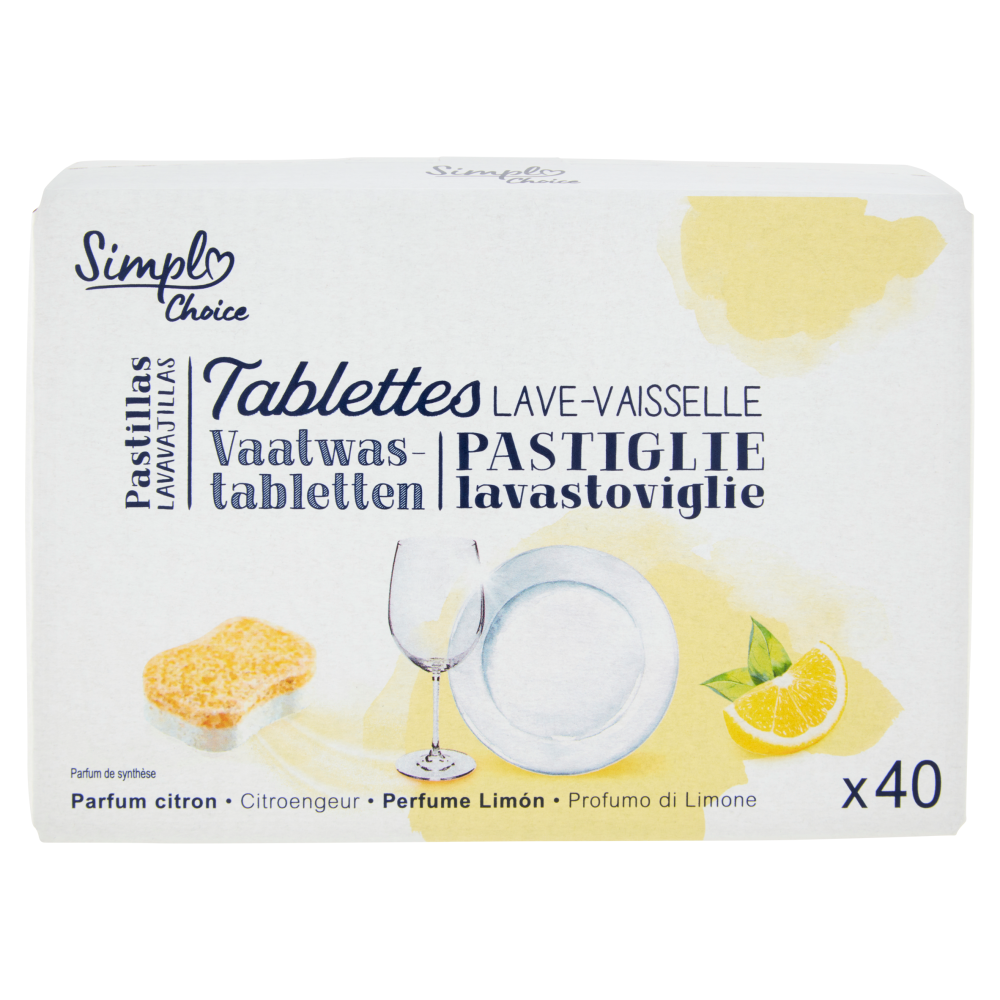 Simpl Choice Pastiglie lavastoviglie Profumo di Limone 40 x 10 g