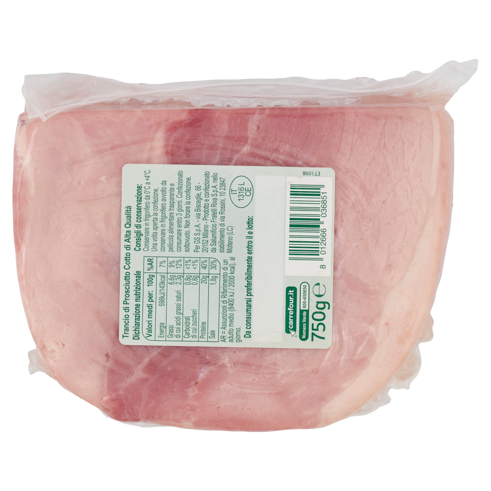 Carrefour Classic Prosciutto Cotto di Alta Qualità 750 g