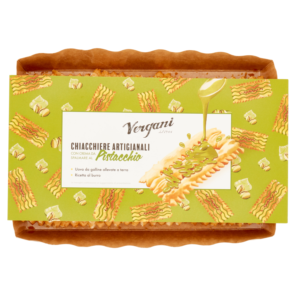 Vergani Chiacchiere Artigianali con Crema da Spalmare al Pistacchio 250 g