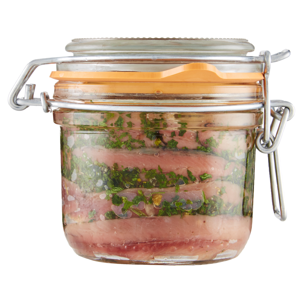 Marca Vaticano Filetti di Acciughe Spagnole in olio di oliva con prezzemolo e aglio 250 g