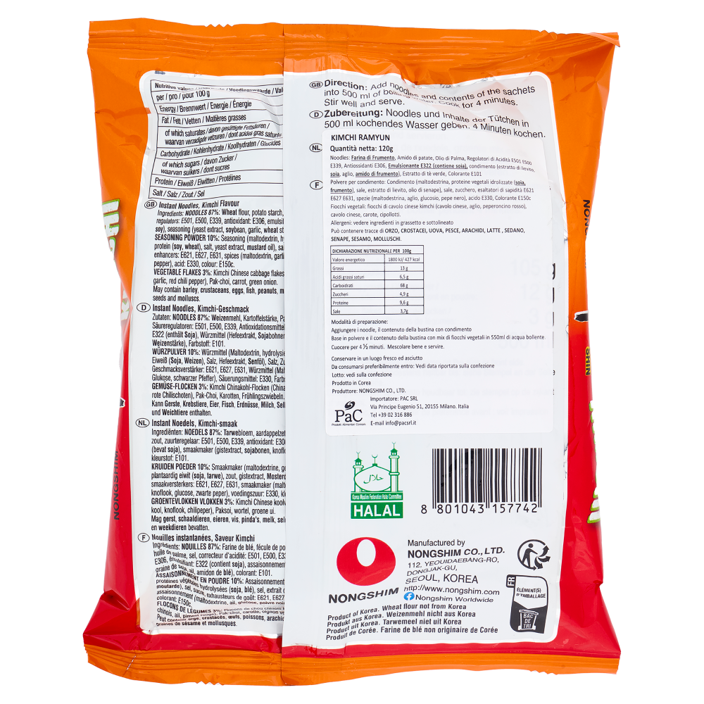 Nongshim Pac Shin Kimchi Ramyun 120 g