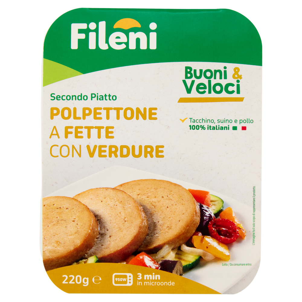 Fileni Buoni & Veloci Secondo Piatto Polpettone a Fette con Verdure 220 g